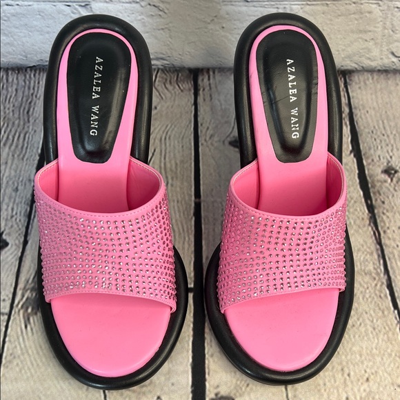 *Azalea Wang Aleah Embellished heeled Sandals in pink rhinestone - Picture 4 of 13